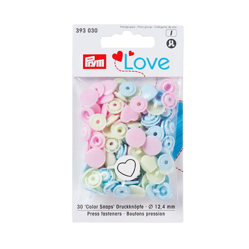 Prym Love 30 Color Snaps Herzen 12,4mm rosa, hellblau, perle Preisklasse I