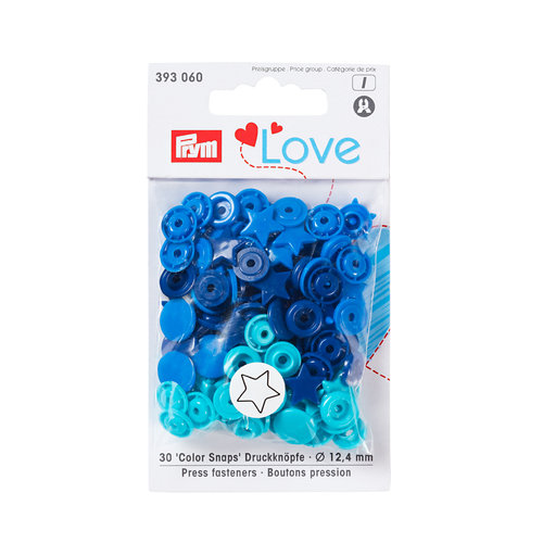 Prym Love 30 Color Snaps Sterne 12,4mm blau, türkis, tinte Preisklasse I